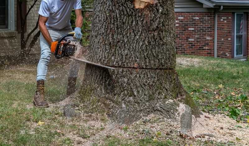 Man Cutting the Tree